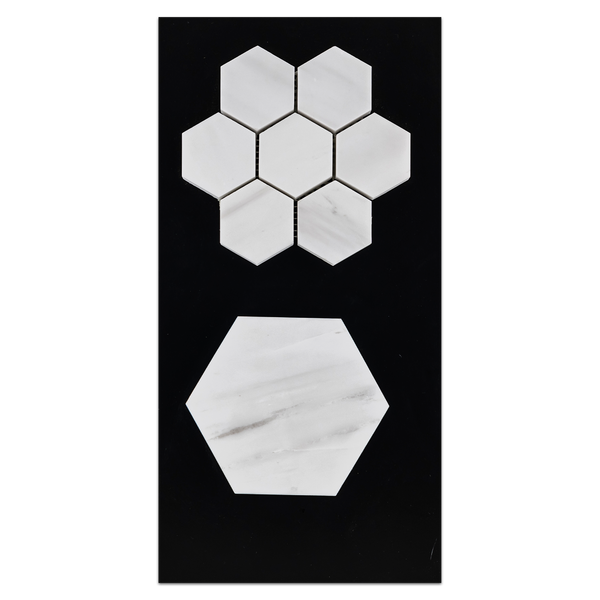 CC6 - Dolomite 5" Hexagon Mosaic Honed and 2" Hexagon Mosaic Honed Card - Elon Tile