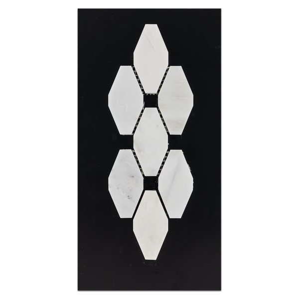 CC92 - Pearl White Rhomboid with No Dot Mosaic Polished Card - Elon Tile