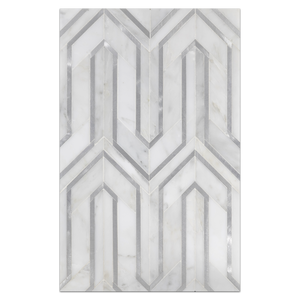 Mosaic Board Collection - CP542 - Pearl White Serpentine with Silver Aluminum Mosaic Polished - Elon Tile