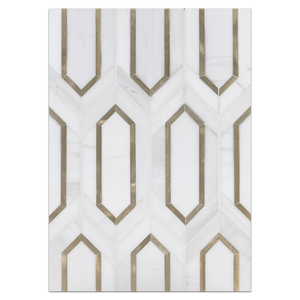 Mosaic Board Collection - CP563 - Dolomite Picket with Gold Aluminum Mosaic Honed Board - Elon Tile