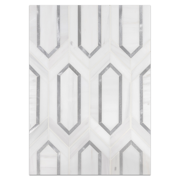 Mosaic Board Collection - CP564 - Dolomite Picket with Silver Aluminum Mosaic Honed - Elon Tile