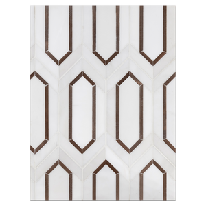 Mosaic Board Collection - CP650 - Dolomite Picket with Copper Rose Aluminum Mosaic Honed Board - Elon Tile