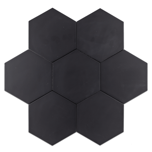 Versalles Black 8" Hexagon Porcelain - Elon Tile
