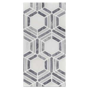 Mini Board Collection - MB212 - Kaleidoscope Pearl White with Pacific Gray Mosaic Honed Board - Elon Tile