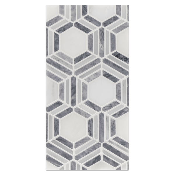 Mini Board Collection - MB212 - Kaleidoscope Pearl White with Pacific Gray Mosaic Honed Board - Elon Tile