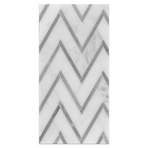 Mini Board Collection - MB227 - Pearl White with Silver Aluminum Herringbone Mosaic Polished Board - Elon Tile
