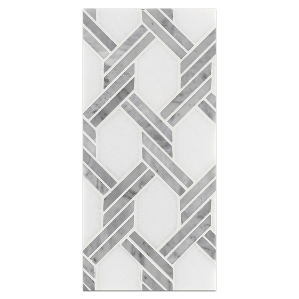 Mini Board Collection - MB233 - White Thassos and Carrara D Captiva Mosaic Polished Board - Elon Tile