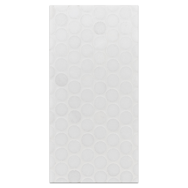 Mini Board Collection - MB266 - White Thassos 1" Rounds Mosaic Polished Board - Elon Tile