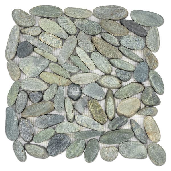 **LIMITED STOCK** Olive Green Flat Split Cobblestone Mosaic (1 sf) - Elon Tile & Stone