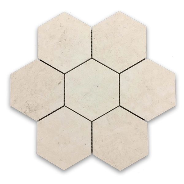 **LIMITED STOCK** Chateau De Sable 5" Hexagon Mosaic Honed (1 sf) - Elon Tile & Stone