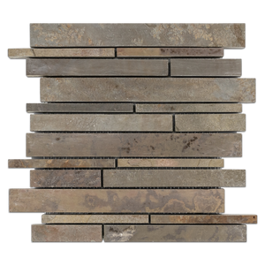 Lotus Multicolor Slate Random Strip Mosaic Cleft & Honed