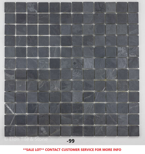 **LIMITED STOCK** Midnight 2" x 2" Square Mosaic Tumbled & Brushed