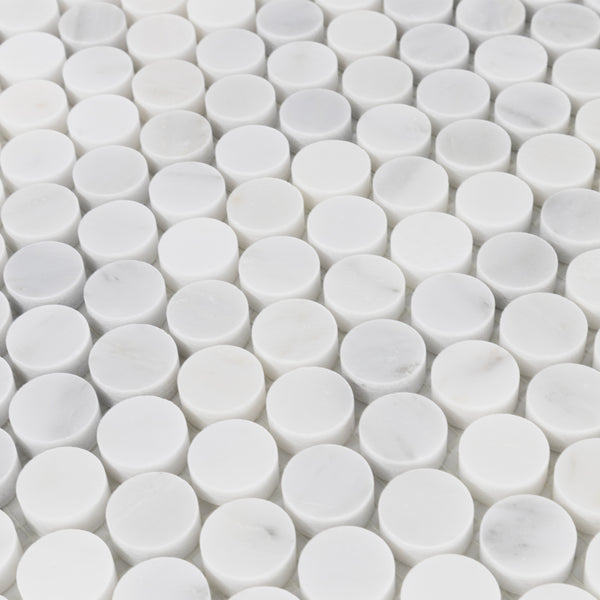 Pearl White 1" Rounds Mosaic Honed - Elon Tile