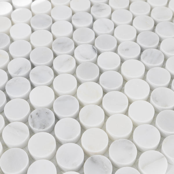 Pearl White 1" Rounds Mosaic Polished - Elon Tile & Stone