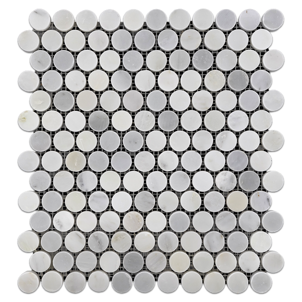 Pearl White 1" Rounds Mosaic Polished - Elon Tile & Stone