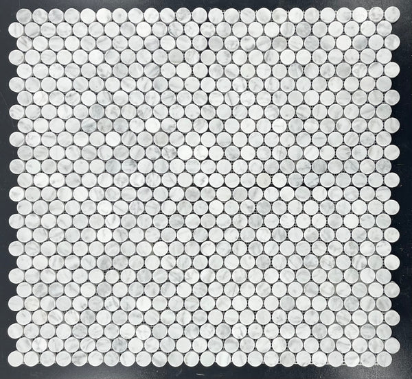 Bianco Carrara Mosaico redondo de 1" pulido