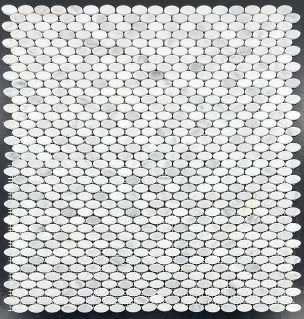 Mosaico ovalado blanco perla pulido