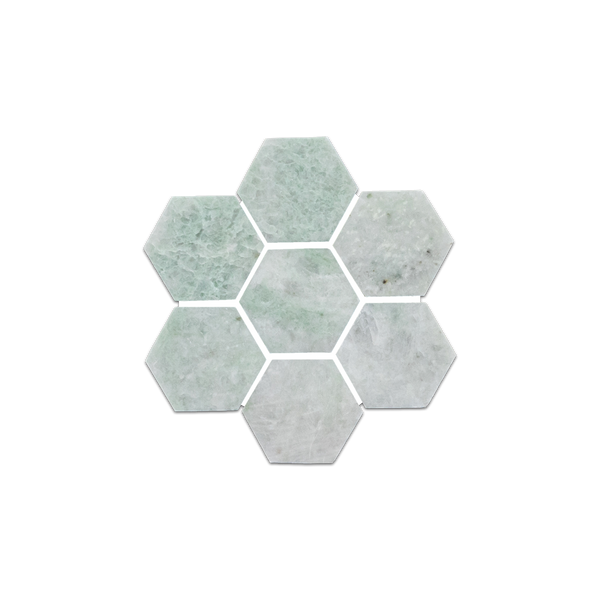 Loose Swatch - Ming Green 2" Hexagon Mosaic Polished