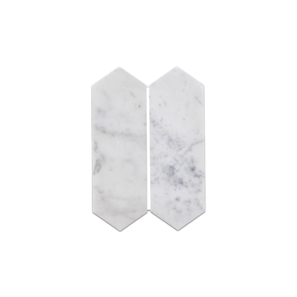 Muestra suelta - Bianco Carrara 2" x 6" Mosaico de piquete pulido