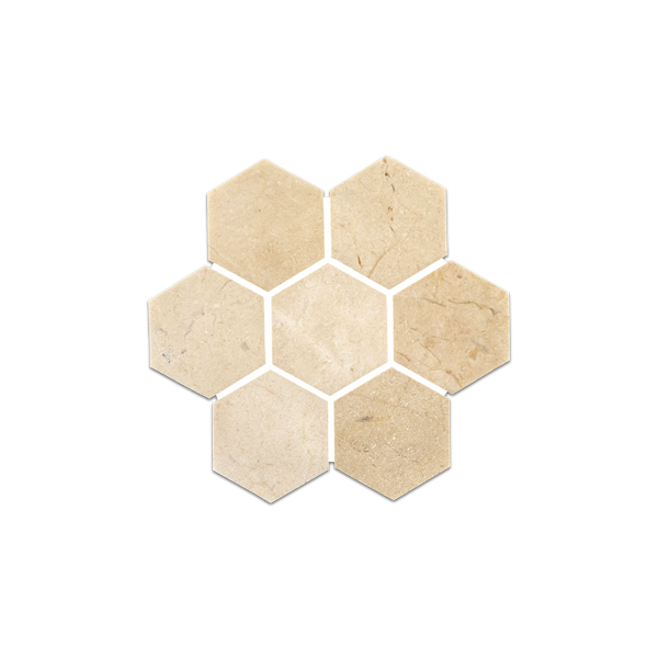 Loose Swatch - Crema Marfil 2" Hexagon Mosaic Honed