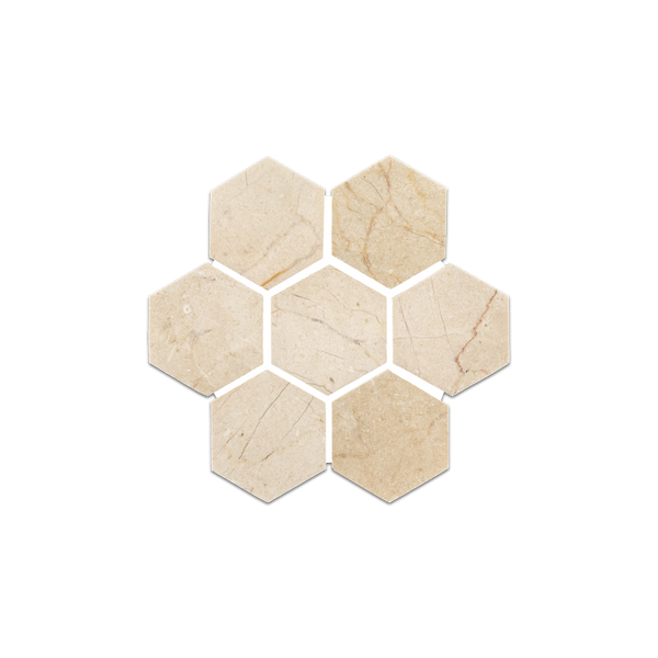 Loose Swatch - Crema Marfil 2" Hexagon Mosaic Polished