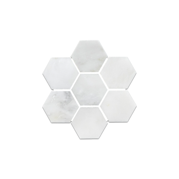 Loose Swatch - Pearl White 2" Hexagon Mosaic Honed