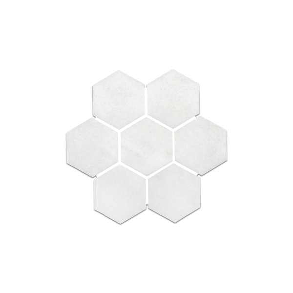 Loose Swatch - White Thassos 2" Hexagon Mosaic Polished