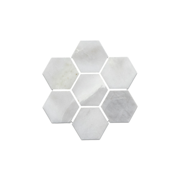 Loose Swatch - Ice White 2" Hexagon Mosaic Honed