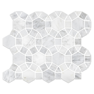 Mosaico de rueda de alfiler blanco perla pulido