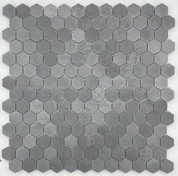 Mosaico hexagonal de basalto gris de 2" pulido