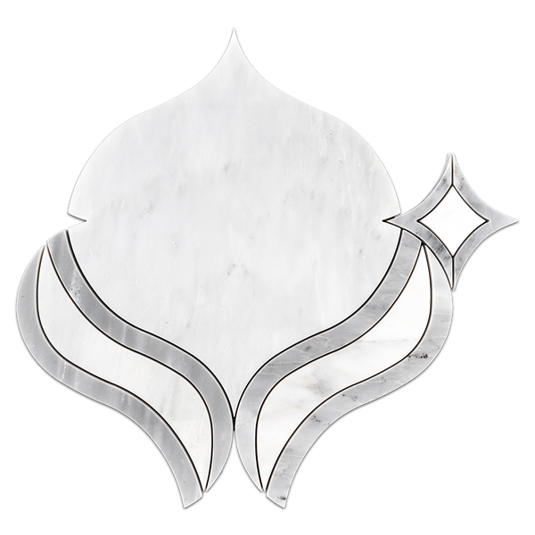 Farol real blanco perla con pulido con chorro de agua gris místico