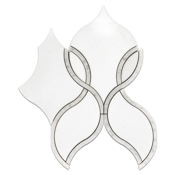 Tulipán blanco cristal con pulido Carrara Waterjet